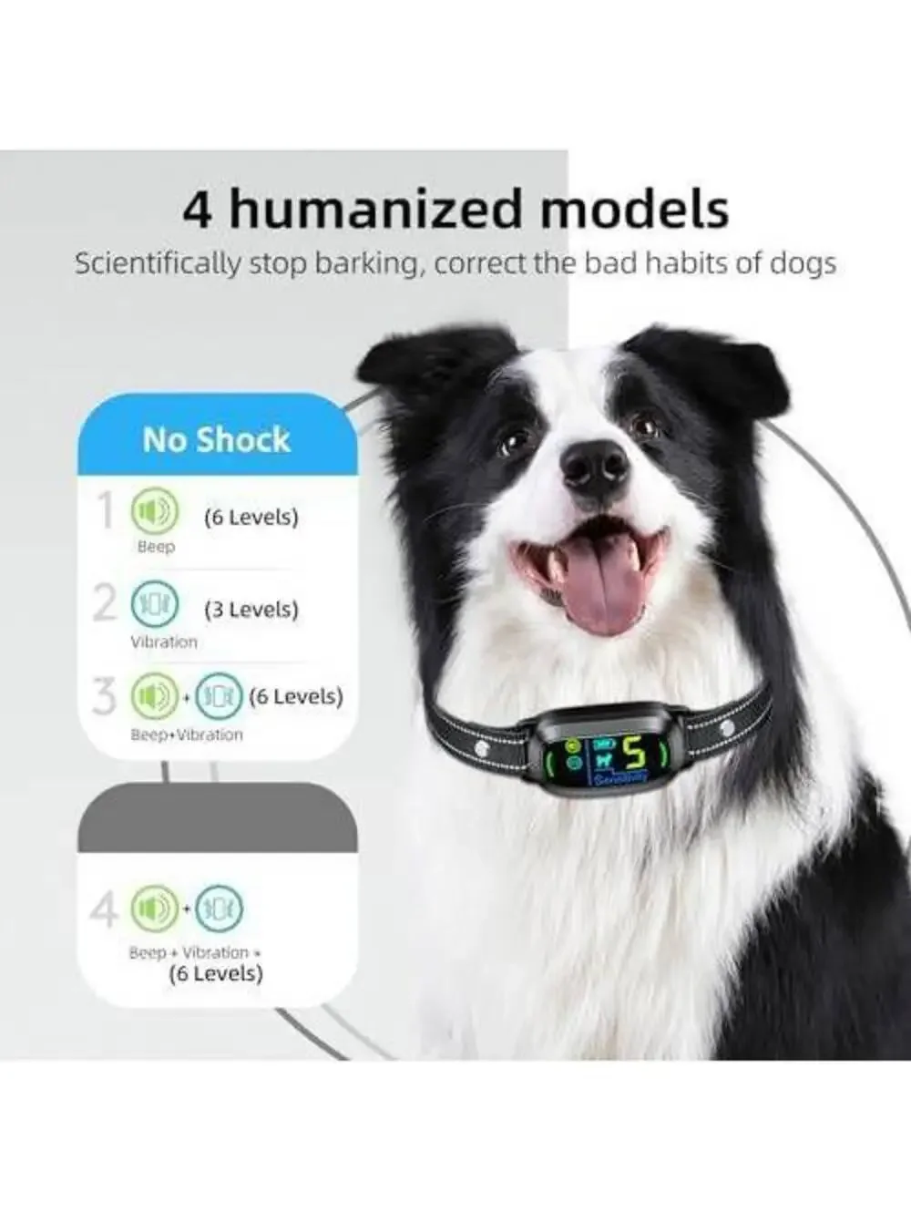 Dog Bark Collar, Rechargeable Anti Barking Training Collar for Dogs